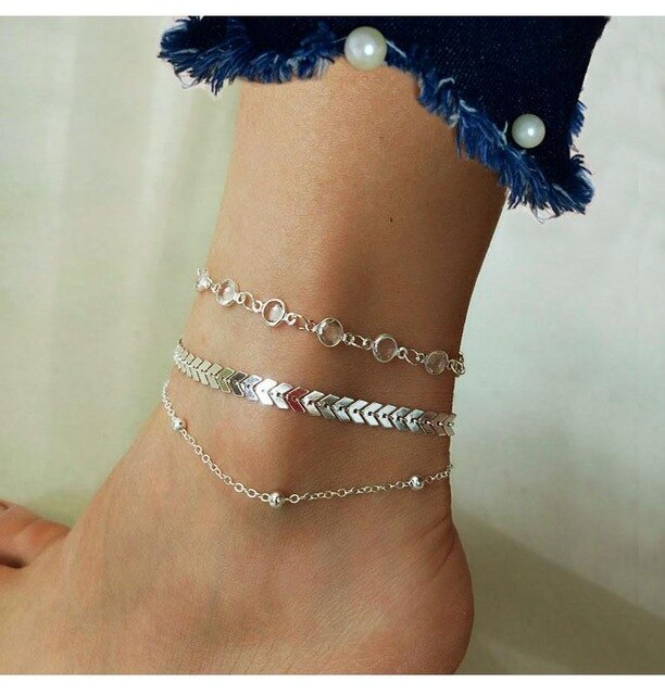 Chevron and Crystals Anklet Set