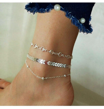 Chevron and Crystals Anklet Set